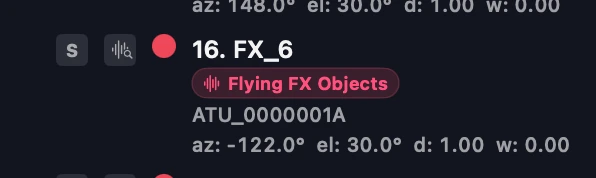 An Orbit sidebar object row showing polar-authored coordinates: azimuth -122.0°, elevation 30.0°, distance 1.00, width 0.00