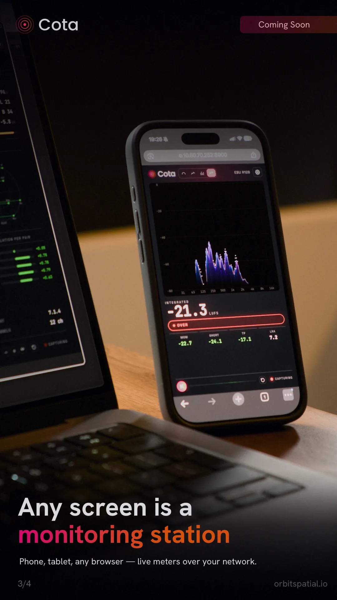 Cota’s meters open in a phone browser — any screen is a monitoring station