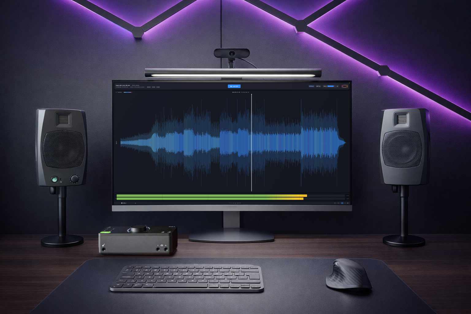 Orbit Lite running in a studio environment with monitor speakers and audio interface