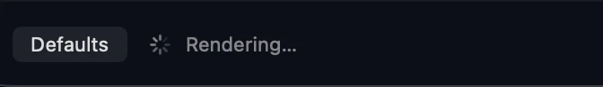 A Rendering… indicator in the bottom-left of the window while the preview updates