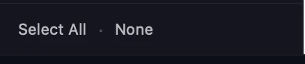 Select All / None controls at the foot of the track sidebar