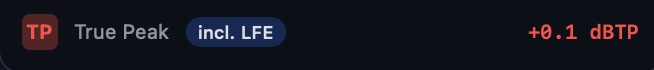 True Peak meter with incl. LFE toggle enabled