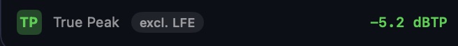 True Peak meter with excl. LFE toggle